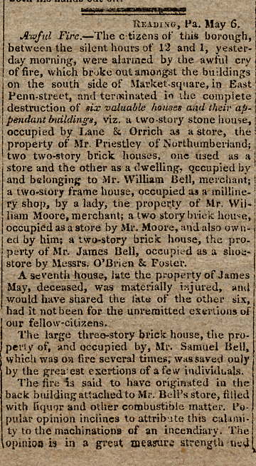 Fire newspaper story